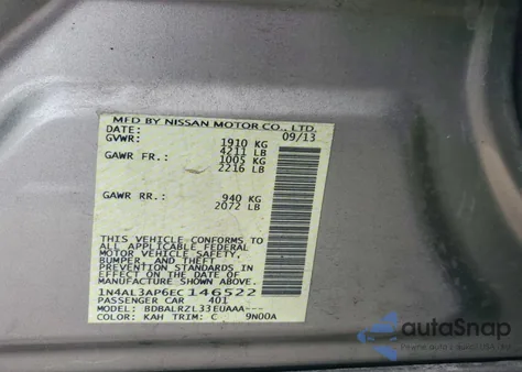 2014 Nissan Altima 2.5 from USA, damaged, VIN 1N4AL3AP6EC146522